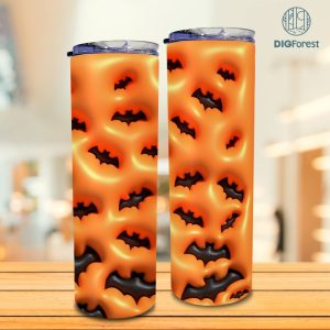3D Inflated Puff Spooky Tumbler Wrap, Spooky Horror Halloween Tumbler Design Skinny Tumbler 20oz, Halloween Design