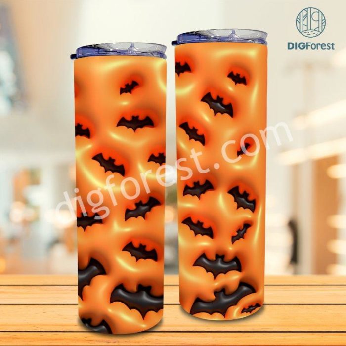 3D Inflated Puff Spooky Tumbler Wrap, Spooky Horror Halloween Tumbler Design Skinny Tumbler 20oz, Halloween Design