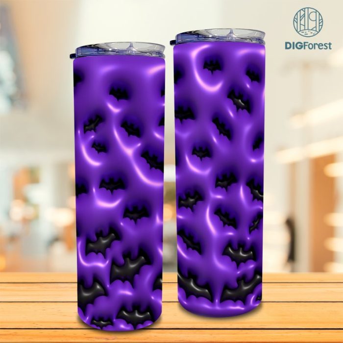 3D Inflated Puff Spooky Tumbler Wrap, Spooky Horror Halloween Tumbler Design Skinny Tumbler 20oz PNG, Halloween Design