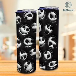 3D Inflated Puff Spooky Tumbler Wrap, Spooky Horror Halloween Tumbler Design Nightmare Midnight, Skinny Tumbler 20oz Halloween Design
