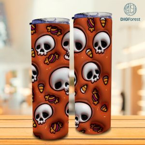 3D Inflated Puff Spooky Tumbler Wrap | Spooky Horror Halloween Tumbler Design Skinny Tumbler 20oz | Halloween Design