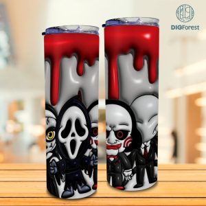 3D Inflated Puffy Horror Chacter Tumbler Wrap Halloween, Horror Halloween Tumbler Design Skinny Tumbler 20oz, Halloween Design