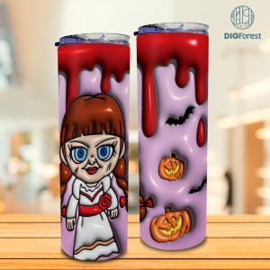 3D Inflated Puffy Annabelle Tumbler Wrap Halloween, Horror Halloween Tumbler Design Skinny Tumbler 20oz, Halloween Design