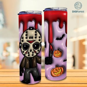 3D Inflated Puffy Jason Voorhees Tumbler Wrap Halloween, Horror Halloween Tumbler Design Skinny Tumbler 20oz, Halloween Design