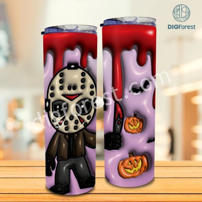 3D Inflated Puffy Jason Voorhees Tumbler Wrap Halloween, Horror Halloween Tumbler Design Skinny Tumbler 20oz, Halloween Design