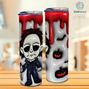 3D Inflated Puffy Micheal Myers Tumbler Wrap Halloween, Horror Halloween Tumbler Design Skinny Tumbler 20oz, Halloween Design