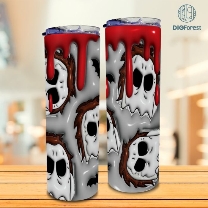 Horror Halloween Tumbler Design Skinny Tumbler 20oz, 3D Inflated Puffy Horror Tumbler Wrap Halloween, Halloween Design