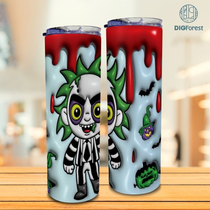 3D Inflated Puffy Beetlejuice Tumbler Wrap Halloween, Horror Halloween Tumbler Design Skinny Tumbler 20oz PNG, Halloween Design