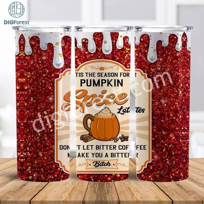 Pumpkin Spice Tumbler Wrap PNG 3D Puff Pumpkin 20oz Tumbler Sublimation Skinny Tumbler Wrap Instant Digital Download