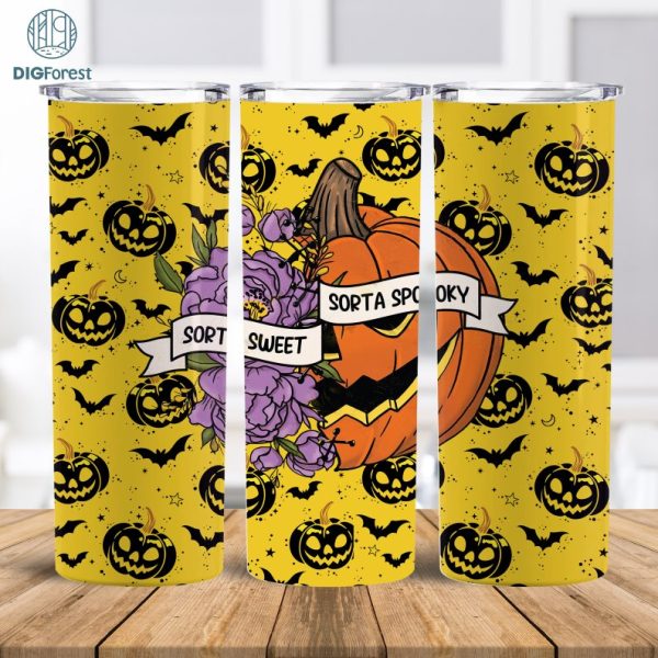 Sorta Sweet Sorta Spooky Halloween Tumbler 20 oz Sublimation Digital Design Download