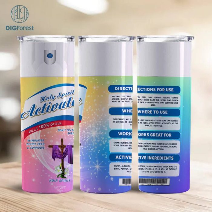 Holy Spirit Activate Spray Tumbler Wrap, Sublimation Tumbler Wrap, Holy Spirit Activate Design Cross Sky, Holy Spirit Active Tumbler PNG, Digital Download