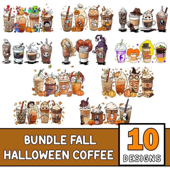 Halloween Movie Coffee Bundle Png, Horror Movie Coffee Png, Hocus Pocus Coffee Cup Png, Fall Halloween Coffee Png, Halloween Png For Shirt