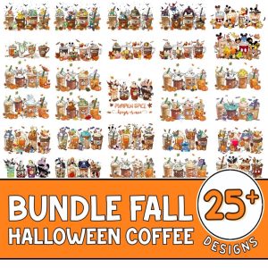25+ Cartoon Movie Halloween Coffee Bundle Png, Villains Halloween Coffee Png, Avengers Coffee Cup Png, Fall Halloween Png Coffee Lover Gift