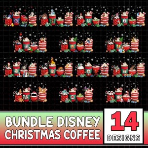 Disney Mickey Christmas Coffee Bundle PNG, Christmas Coffee Png Sublimation Design, Merry Christmas PNG, Coffee Latte PNG, Christmas Xmas Gift