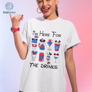 Disney Mickey 4th Of July I'm Here For The Drinks PNG, Mickey 4th Of July Sublimation, Fourth Of July PNG, Epcot Food And Wine, Instant Download