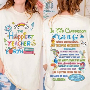 The Happiest Teacher on Earth PNG File | Teacher PNG File | Back To School | Gift for Teacher | Happiest Place Teacher Gift Instant Download