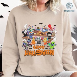 Disney Stitch Horror Halloween Png, Stitch Happy Halloween Png, Stitch Horror Characters Png, Halloween Matching Png Shirt, Sublimation Designs