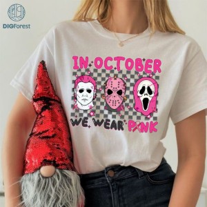 Horror Characters Breast Cancer Png | In October We Wear Pink Shirt | Jason Michael Myers Breast Cancer Awareness | Breast Cancer Gift | Digital Download