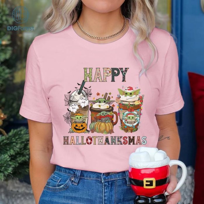 Starwars Happy Hallothanksmas Png, Baby Yoda Christmas Coffee Sweatshirt, Galaxy's Edge Thanksgiving, Disneyland Christmas , Digital File