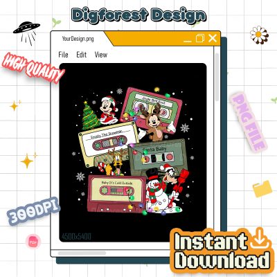 Disney Retro Mickey & Friends Christmas PNG - Mickey Cassette Tapes, Mickey & Friends Christmas, Family PNG, Holiday Gift