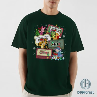 Disney Winnie The Pooh Christmas Shirt - Merry Christmas Gift, Pooh Bear Christmas, Retro Cassette Holiday Shirt