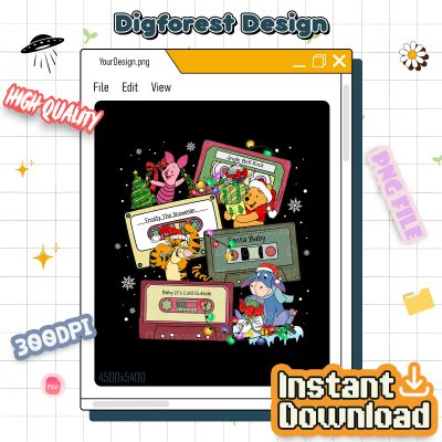 Disney Winnie The Pooh Christmas Shirt - Merry Christmas Gift, Pooh Bear Christmas, Retro Cassette Holiday Shirt