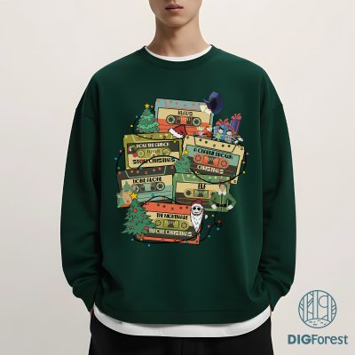 Vintage Christmas Movie Cassette Tape Shirt - Retro Christmas Movies, Cassette Tapes Clipart, Holiday Gift