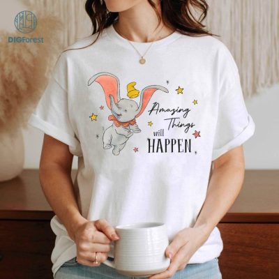 Disney Dumbo Amazing Things Will Happen Png, Dumbo Flying Elephant Png, Family Trip Vacation Shirt, Cute Aesthetic Digital Download