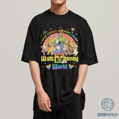 Disney Winnie the Pooh LGBT Pride Shirt – Mickey Minnie Tigger Tee, Love Comes in Every Color, Disneyland Pride Nite WDW Shirt
