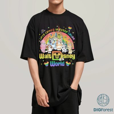 Bluey LGBT Pride Shirt – Love Comes in Every Color Tee, Bluey Rainbow Equal Rights Shirt, Bluey & Friends LGBTQ Pride Outfit