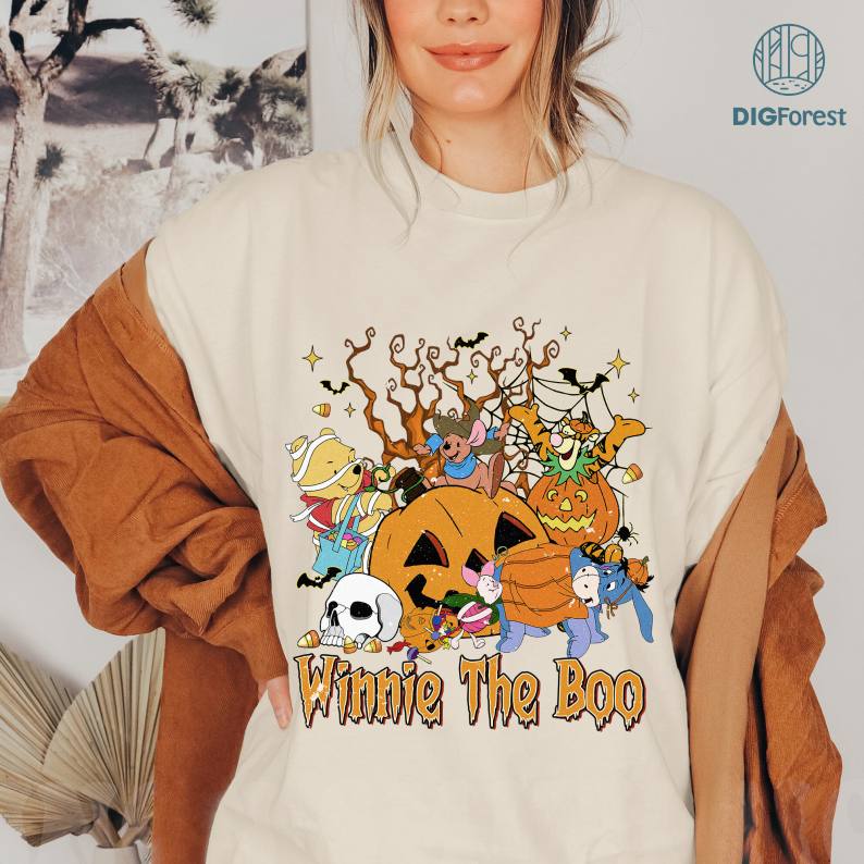 Disney Vintage Winnie The Pooh Halloween Png, Pooh And Friends Halloween PNG, Trick Or Treat, Spooky Season Halloween Sublimation Design