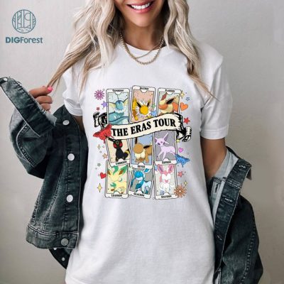 Eevee Evolution The Eras Tour Png | Umbreon Sylveon Espeon Glaceon Tarot Card Png | Anime Pocket Monster Shirt | Digital Download