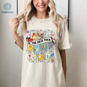 Pikachu The Eras Tour Tarot Card Png | Bulbasaur Charmander Squirtle Psyduck Png | Eevee Evolution Japan Anime Shirt| Digital Download