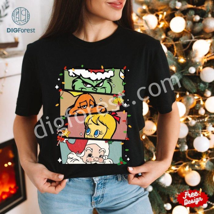 Retro Grinchmas Christmas Shirt, Merry Grinchmas Png, Retro Christmas Characters Shirt, Grinch Christmas Digital Download