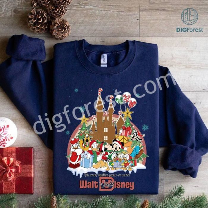 Disney Vintage Mickey and Friends Christmas Shirt | Mickey Ears Xmas Shirt | Disneyland Christmas PNG | Disneyland Trip 2024 | Family Christmas Digital Download