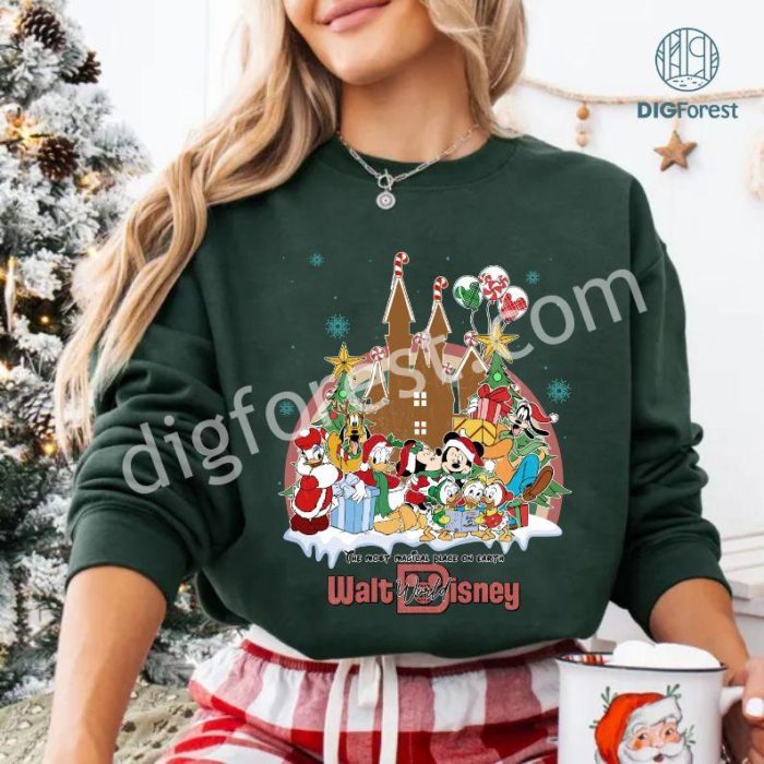 Disney Vintage Mickey and Friends Christmas Shirt | Mickey Ears Xmas Shirt | Disneyland Christmas PNG | Disneyland Trip 2024 | Family Christmas Digital Download