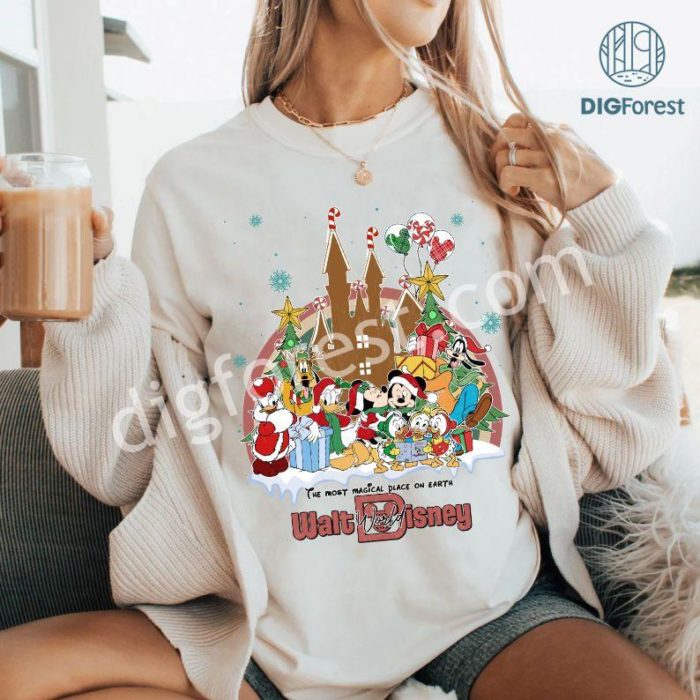 Disney Vintage Mickey and Friends Christmas Shirt | Mickey Ears Xmas Shirt | Disneyland Christmas PNG | Disneyland Trip 2024 | Family Christmas Digital Download