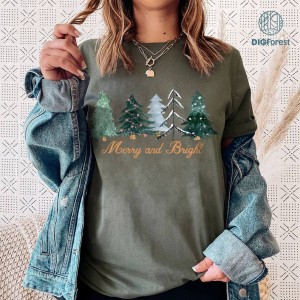 Christmas Merry and Bright Png, Christmas Tree Shirt, Christmas Gift Shirt ,Christmas Png, Merry and Bright Png, Christmas Tree Digital Download