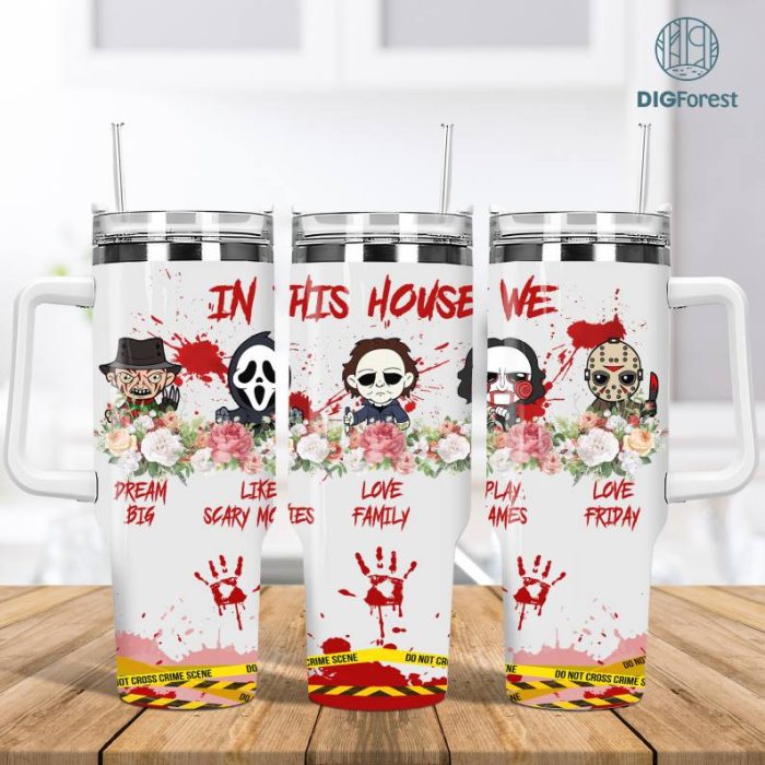 Movies Characters 40oz Tumbler Wrap Png, Horror Characters 2 pieces 40oz Tumbler Png, Horror Halloween Tumbler 40oz Png Sublimation Designs