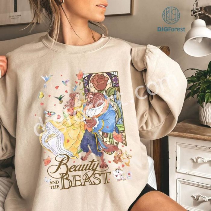 Disney Beauty and the Beast Vintage Png, Belle Princess Shirt, Belle and Beast Png, Magic Kingdom, Disneyland Couple, Couples Matching Shirts, Digital Download