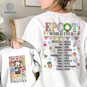 Disney Mickey Epcot World Tour Christmas Png, Mickey and Friends Eras Tour Png, Disneyland Christmas Shirt, Mickey's Very Merry Xmas, Sublimation Designs