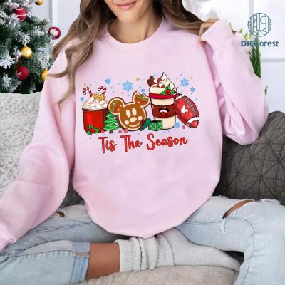 Disney Mouse Ears Christmas Coffee Latte Sublimation Design | Football Season Game Day Png | Mickey Ears Tis The Season Shirt | Christmas Png