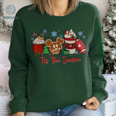 Disney Mouse Ears Christmas Coffee Latte Sublimation Design | Football Season Game Day Png | Mickey Ears Tis The Season Shirt | Christmas Png