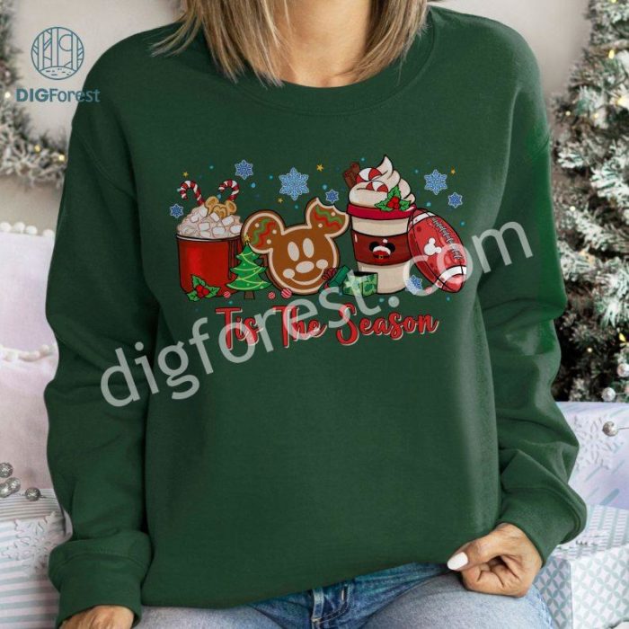 Disney Mouse Ears Christmas Coffee Latte Sublimation Design | Football Season Game Day Png | Mickey Ears Tis The Season Shirt | Christmas Png