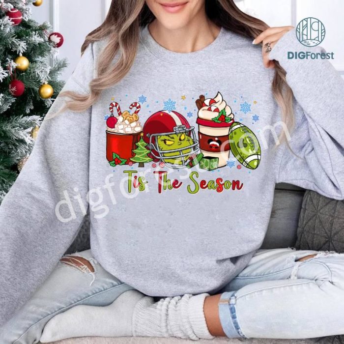 Grinch Tis The Season Shirt | Football Sublimation Design | Fall and Christmas Shirt | ‘Tis The Season Christmas PNG | Digital Download