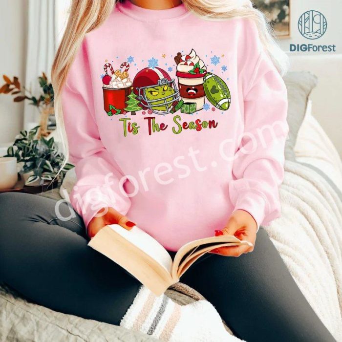 Grinch Tis The Season Shirt | Football Sublimation Design | Fall and Christmas Shirt | ‘Tis The Season Christmas PNG | Digital Download