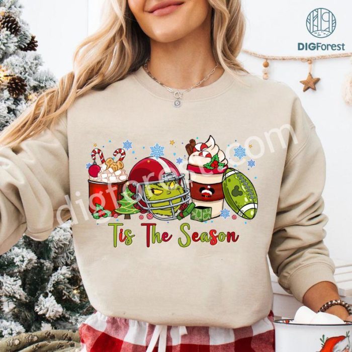 Grinch Tis The Season Shirt | Football Sublimation Design | Fall and Christmas Shirt | ‘Tis The Season Christmas PNG | Digital Download