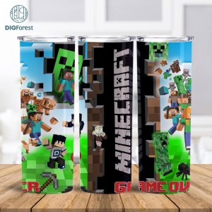 Minecraft Game 20oz Skinny Tumbler Design, Minecraft Tumbler Wrap 20Oz, Mine Craft, Minecrafters, Instant Digital Download PNG