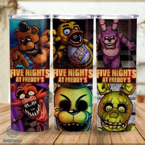 Five Nights At Freddy's 20oz Skinny Tumbler Wrap Png, Five Nights At Freddy's Tumbler, Halloween Horror Digital Download, Pooh Png