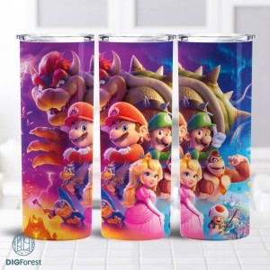 Mario Tumbler Png Wrap | 20Oz Skinny Straight | Cartoon Tumbler Wrap Png | Game Tumbler Designs | Digital Print | Super Mario Tumbler Png DelucCraft